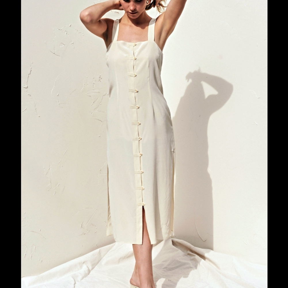 The Great Eros 100% silk cream slip dress M/L